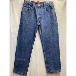 NVU Genuine Jeans Mid-Rise Straight Leg Men 36x32 Blue 100% Cotton Button & Zip